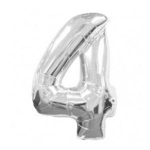 Шар Цифра 34" Фольга "4" Silver 86 см 91285